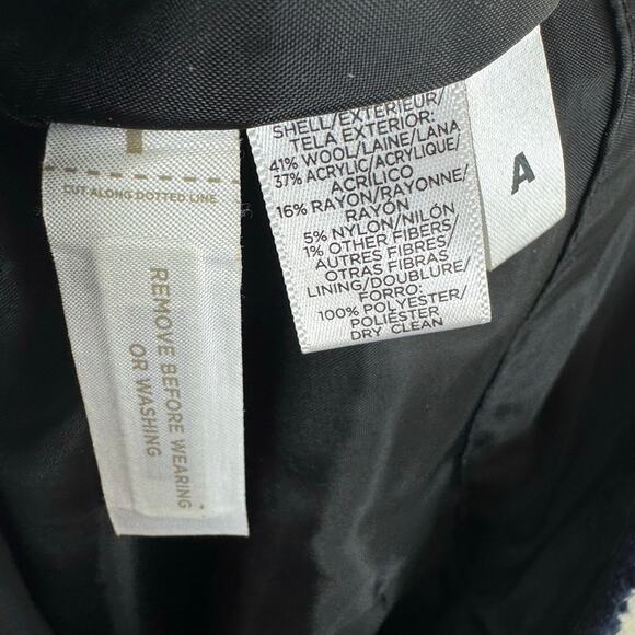 LOFT Blue Gold Shimmery Wool Blend Straight Lined Boucle Mini Skirt Size 12 - Picture 7 of 7